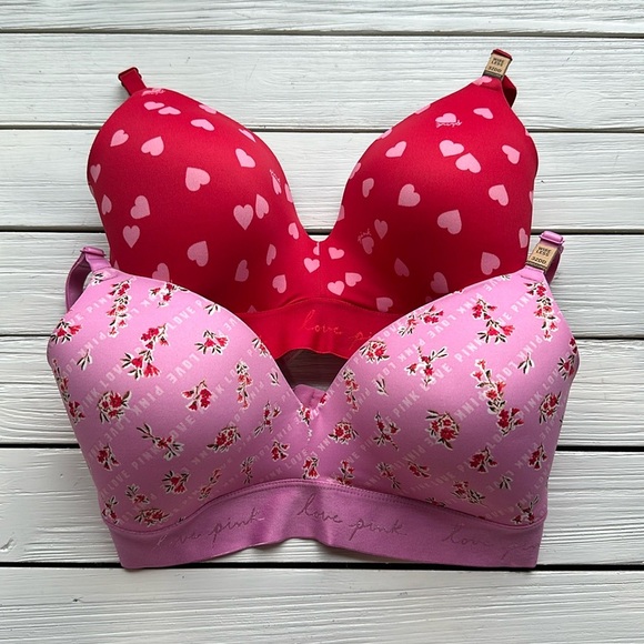 NWT VS PINK Wear Everywhere Lightly Lined Wireless Bra Bundle size 32DD - Picture 1 of 7